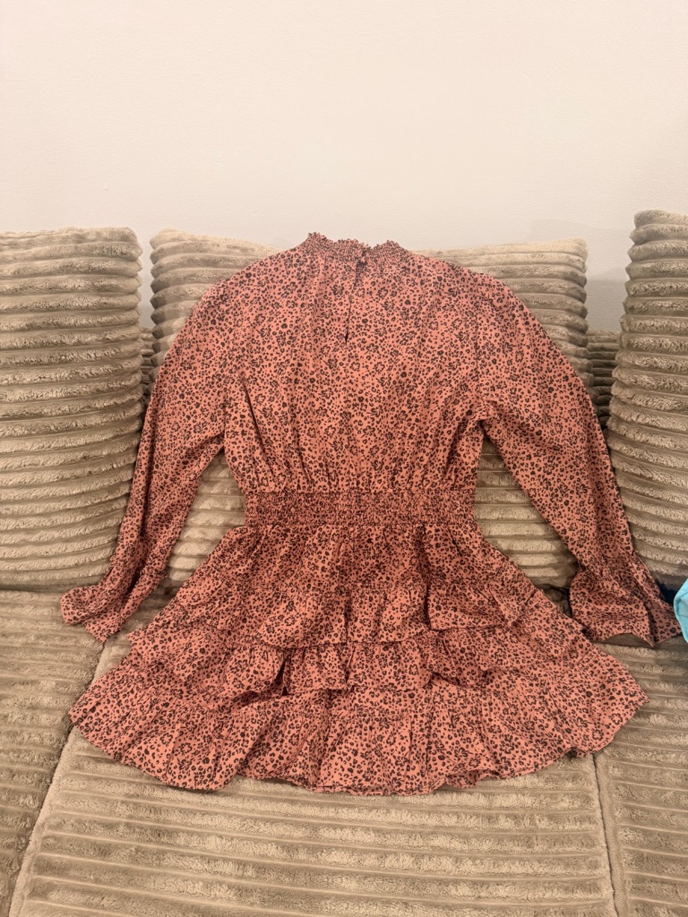 Rust Pink Leopard Print Ruffle Mini Dress - Picture 2 of 2